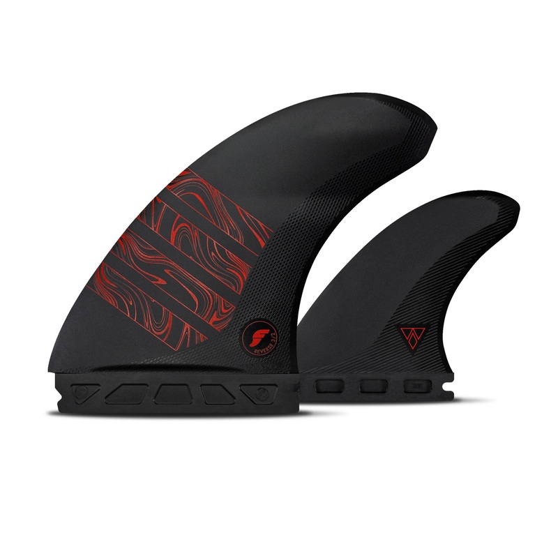 Futures Alpha Reverse 3/2 Twin  Twin Fin Set-Carbon/Red