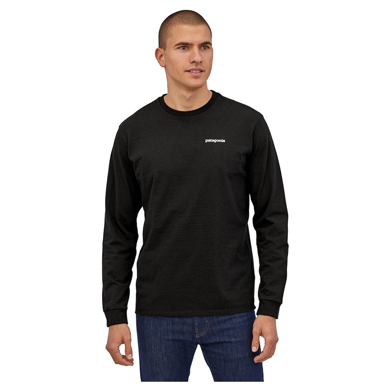 Patagonia Men’s Long Sleeve P-6 Logo Responsibili-Tee – Black