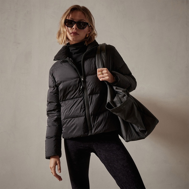 Side Stripe Puffer Jacket – Black/Black