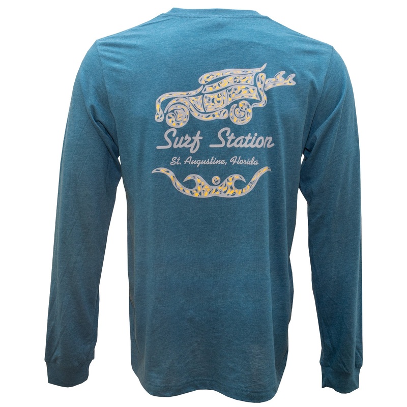 Surf Station Paisley Men’s L/S T-Shirt – Heather Deep Teal