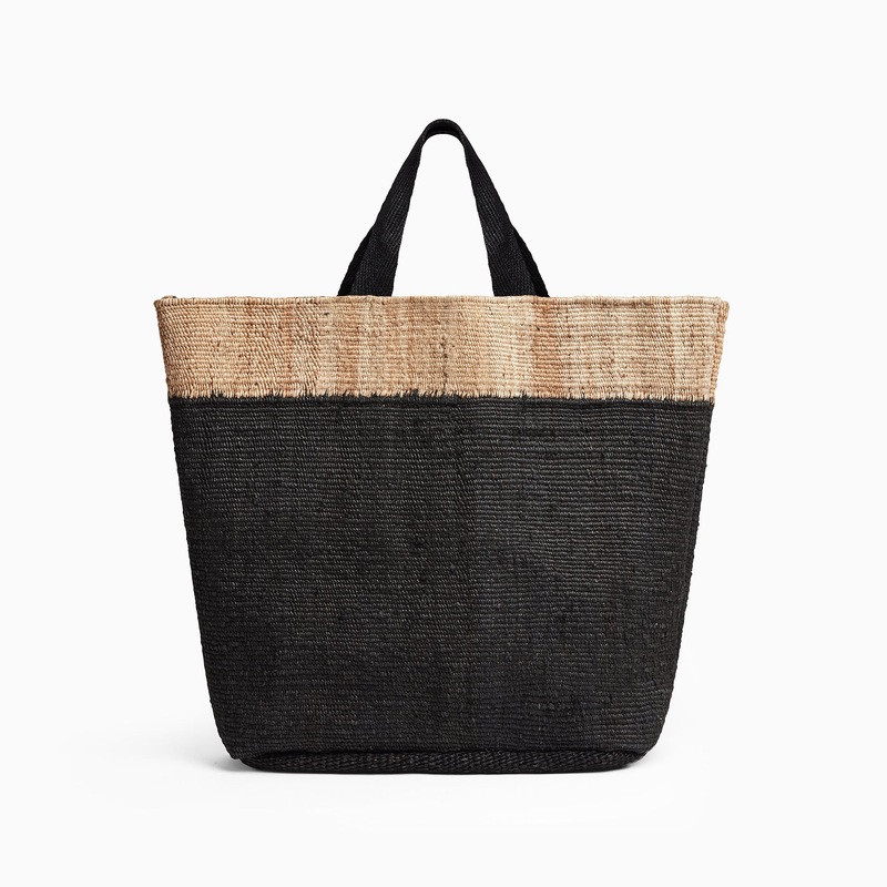 Playa Tipped Large Hemp Tote – Black/Natural