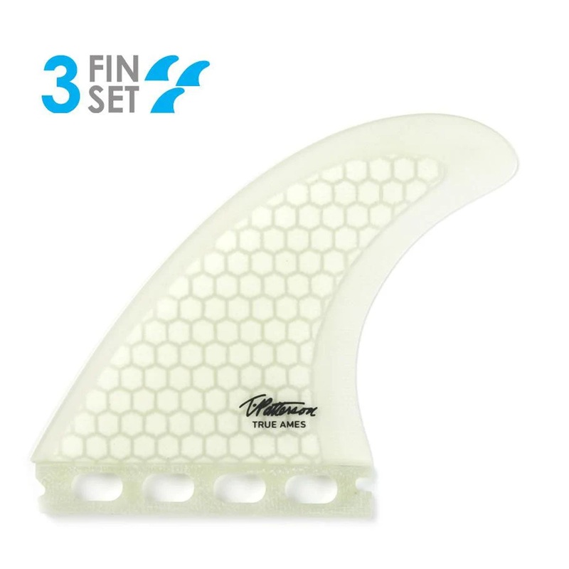 True Ames Timmy Patterson Tri Futures Surfboard Fins – Medium/Clear Hexcore