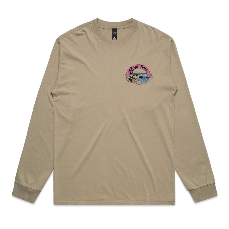 GOODTIME SURFBOARDS OG LOGO L/SL HEAVY TEE – KHAKI – 2024