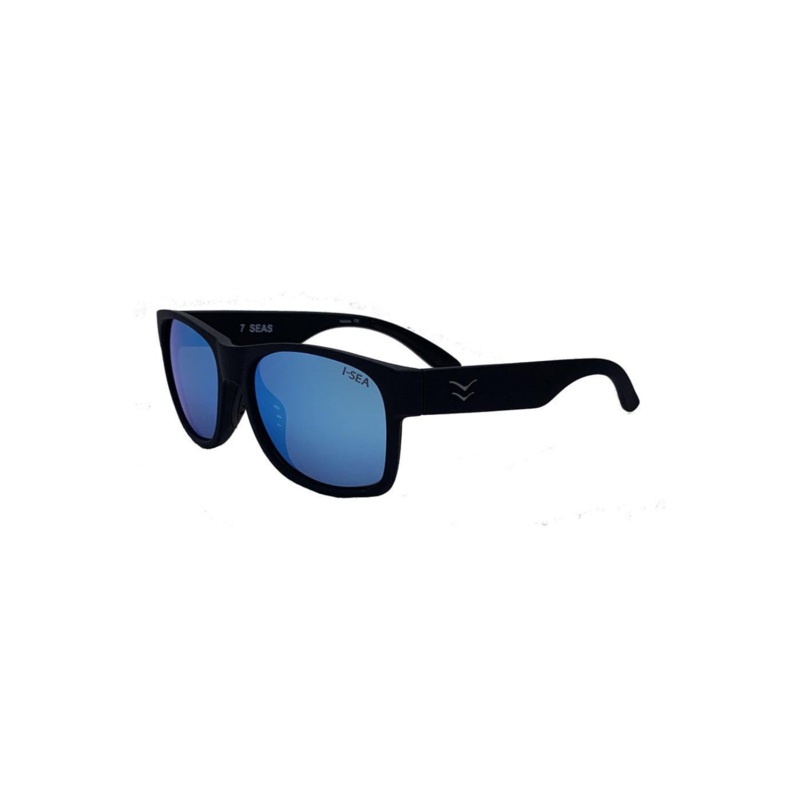 I-Sea Seven Seas Sunglasses Black Blue Mirror