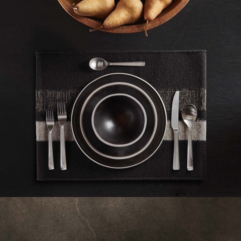 Placemat Wool Double Stripe – Black/Black Marle/Pearl Grey