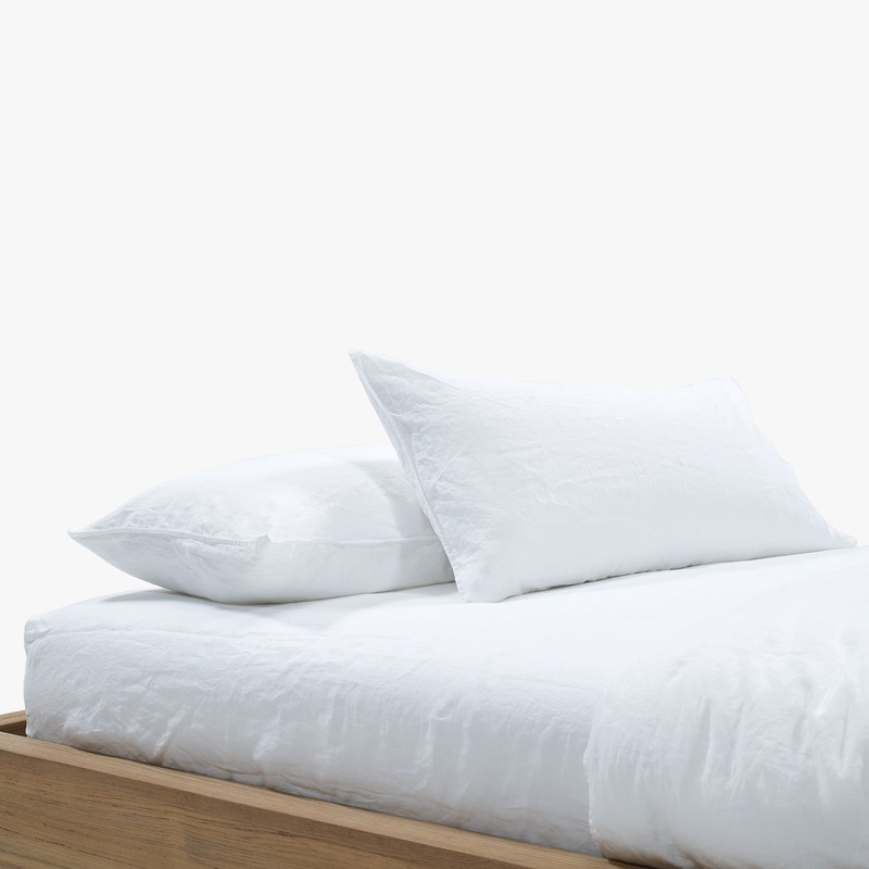 Set of 2 Linen Pillow Sham – White