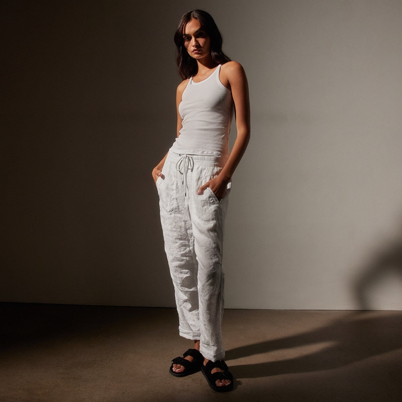 Linen Soft Drape Pant – White