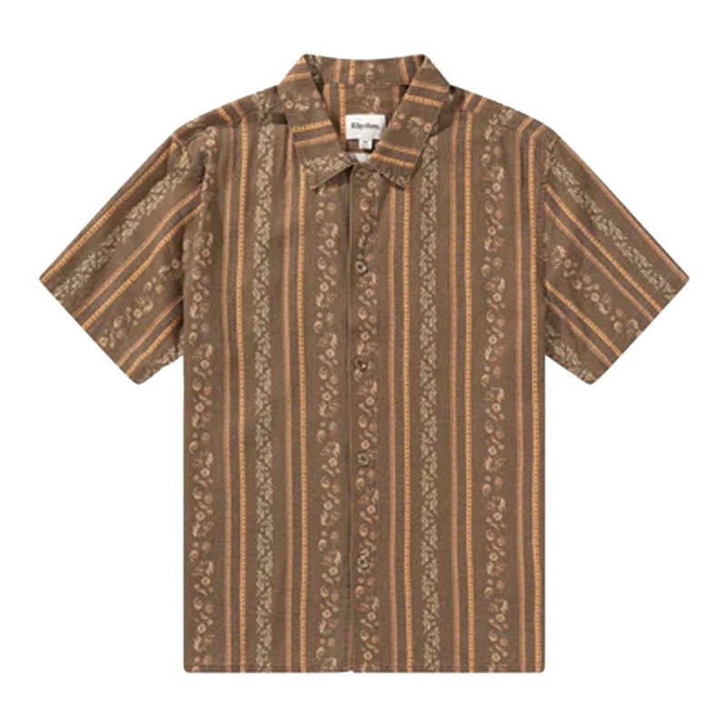 Rhythm Paisley Stripe Men’s S/S Dress Shirt – Tobacco