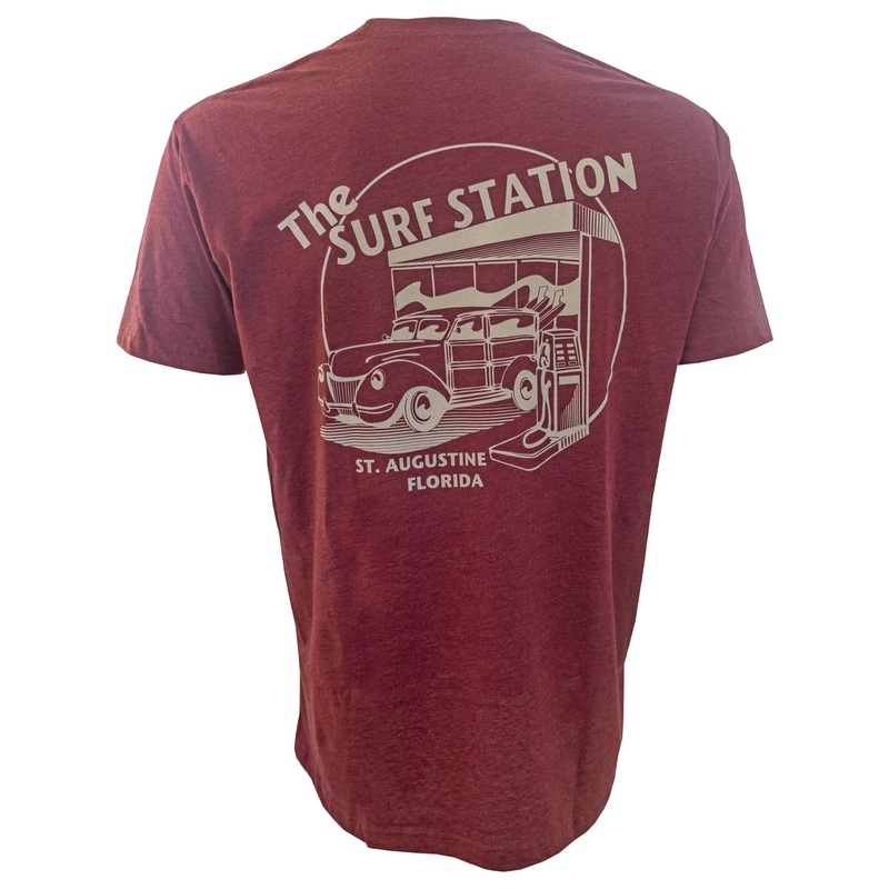 Surf Station Premium Circle Woody Men’s S/S T-Shirt – Maroon