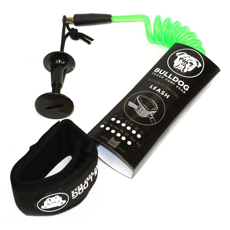 Bulldog Coiled Wrist Leash – Green/White