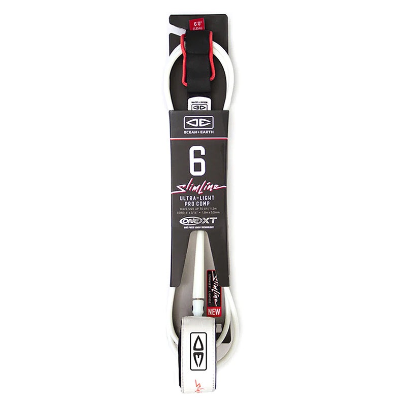 Ocean & Earth Slimline Lightweight Comp One-XT 6ft Leash – White