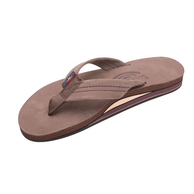 Rainbow Double Thick Classic Leather Women’s Sandals – Expresso