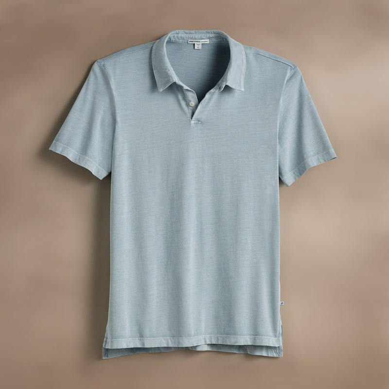 Sueded Jersey Polo – Azure Pigment