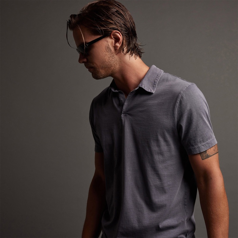 Sueded Jersey Polo – Flannel Pigment