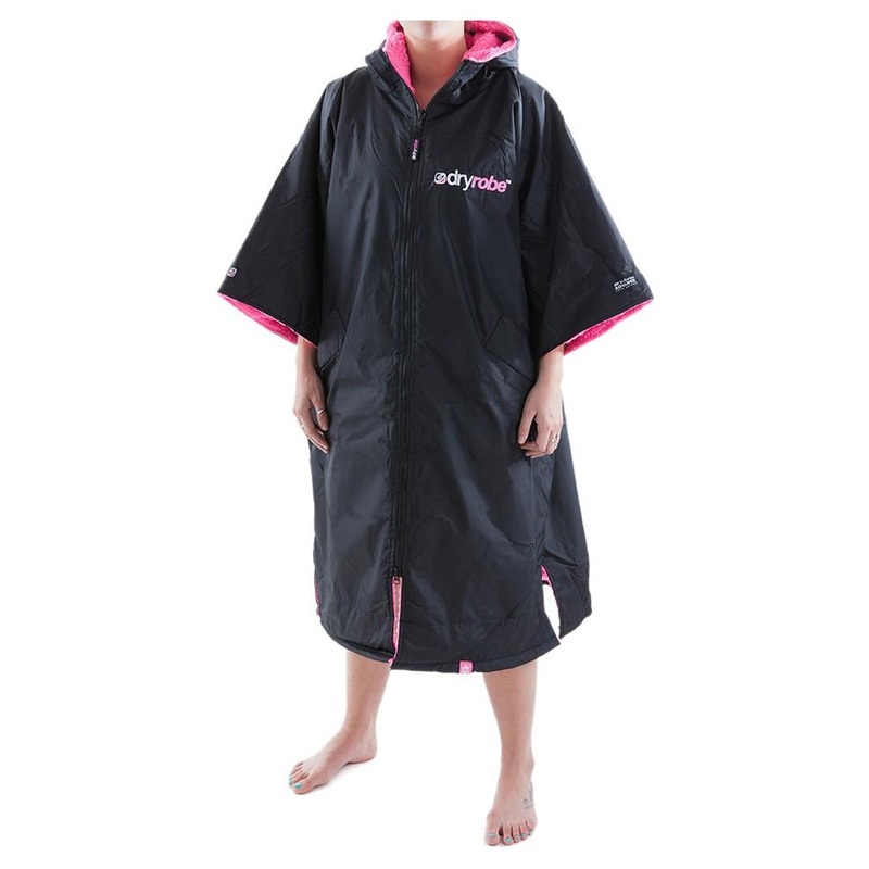 Dryrobe Advance Short Sleeve Changing Robe – Black/Pink
