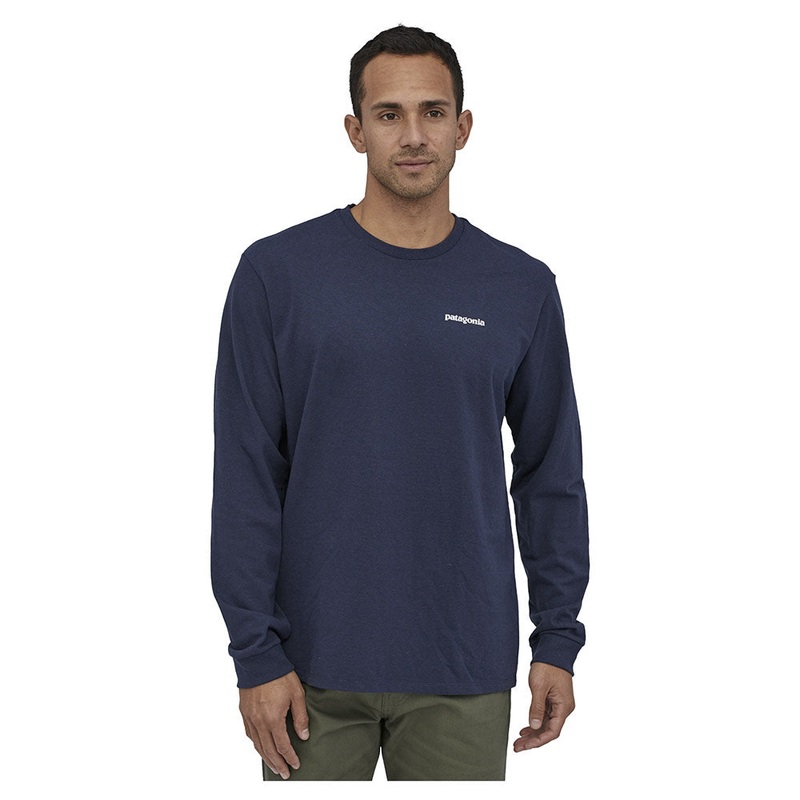 Patagonia Men’s Long Sleeve P-6 Logo Responsibili-Tee – Classic Navy