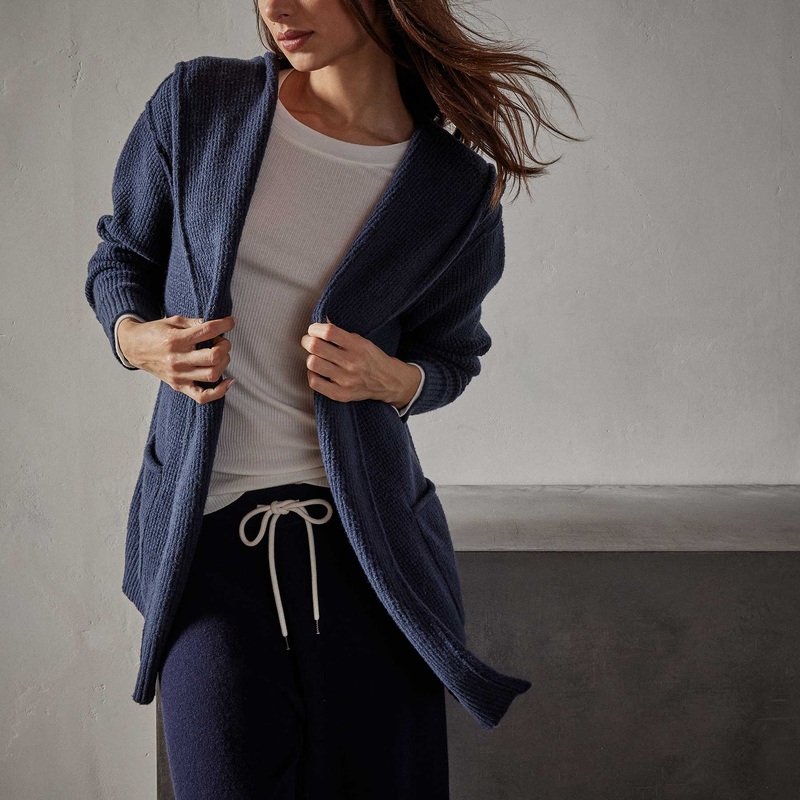 Cotton Wool Thermal Cardigan – Navy
