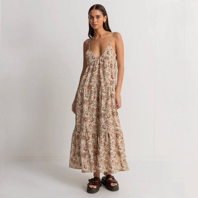 Rhythm Raya Paisley Tiered Mini Women’s Dress – Natural