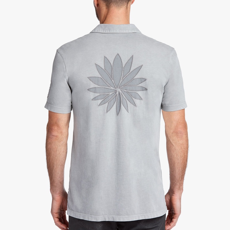 Sueded Jersey Lotus Graphic Polo – Paver Pigment