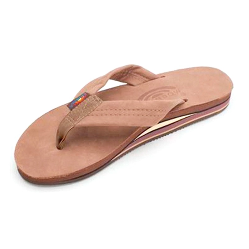 Rainbow Double Thick Premier Leather Women’s Sandals – Dark Brown