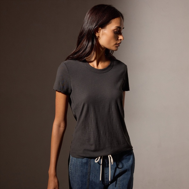 Sheer Slub Crew Neck Tee – Carbon
