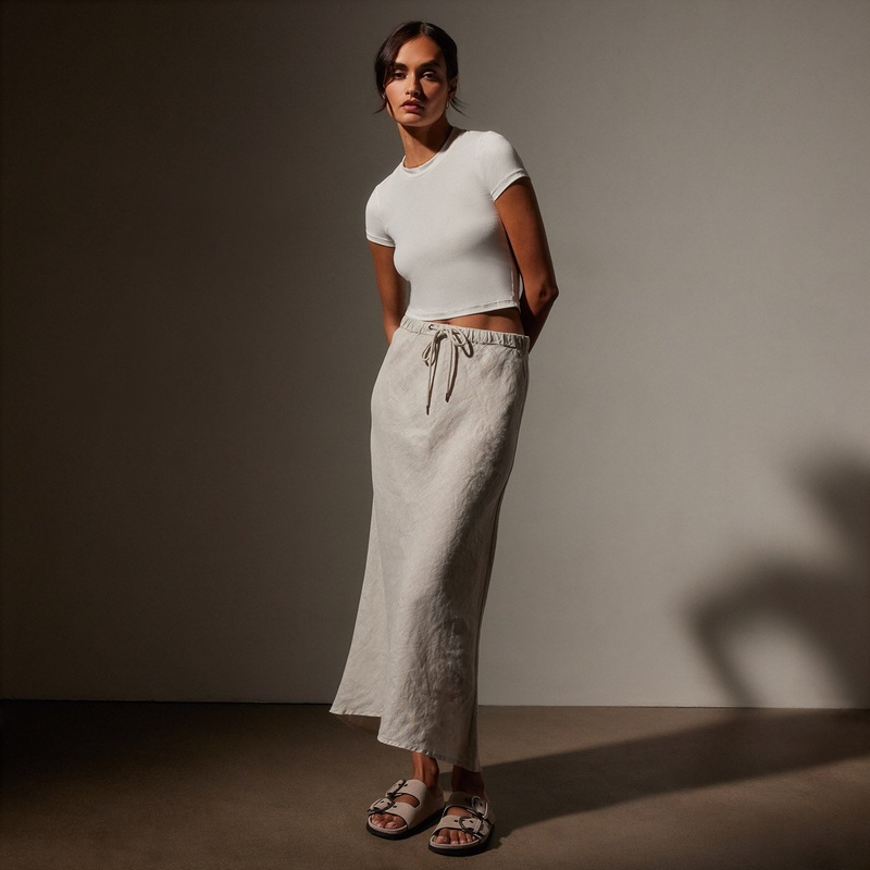 High Low Linen Skirt – Salt Pigment