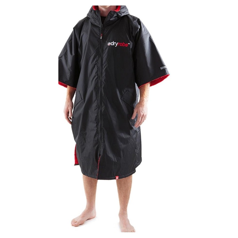 Dryrobe Advance Short Sleeve Changing Robe – Extra Large – Black/Red