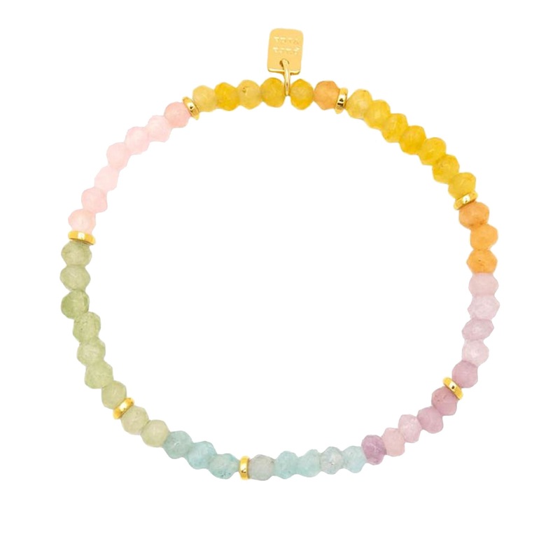 Pura Vida Ombre Rainbow Bead Stretch Bracelet – Gold