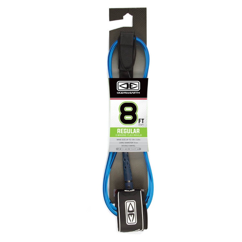 Ocean & Earth Regular Moulded Leash 8ft – Blue