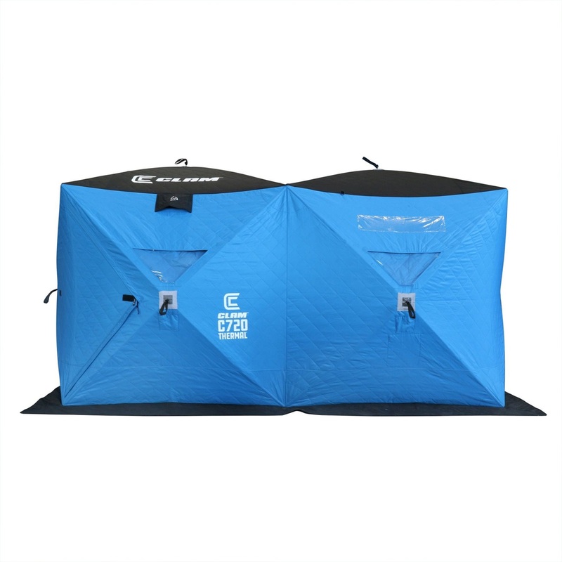 CLAM Portable 6 x 12 Ft C-720 Pop Up Ice Fishing Thermal Hub Shelter Tent