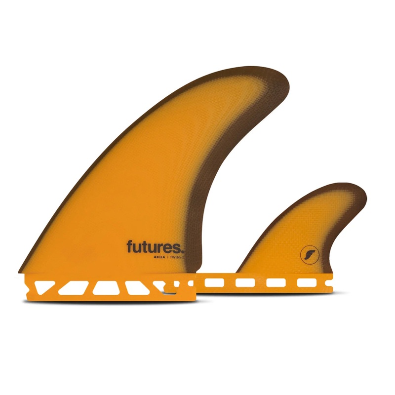 Futures Apia Akila Twin+1 Fiber Glass Surfboard Fins – Orange/Brown