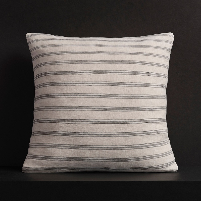 Stripe Throw Pillow with Piping – Natural Stripe