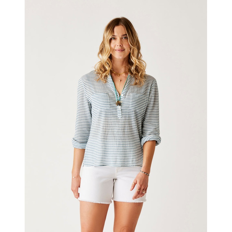 Carve Designs Dylan Gauze L/S Shirt-Horizontal Stripe