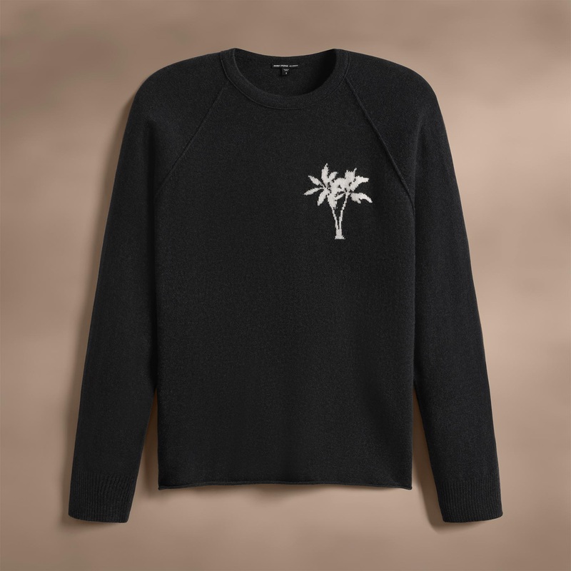 Recycled Cashmere Palm Crew- Coal