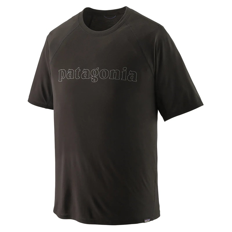 Patagonia Men’s Capilene Cool Trail Graphic Shirt – Outline Text Logo/Black
