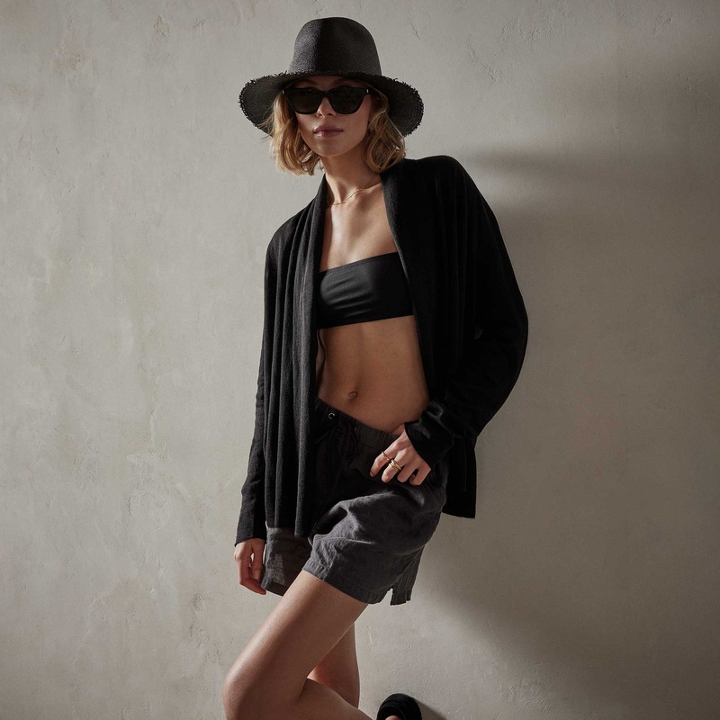 Dunes linen Cardigan  – Black/Black