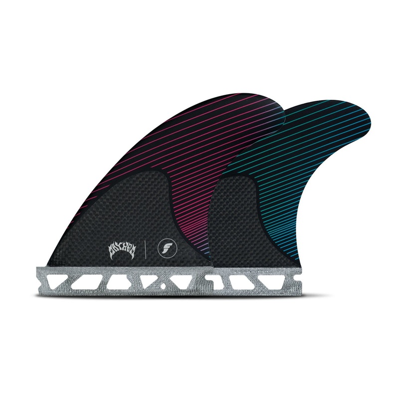 Futures Mayhem Honeycomb/Carbon Tri Fin Set-Pink/Teal-Small
