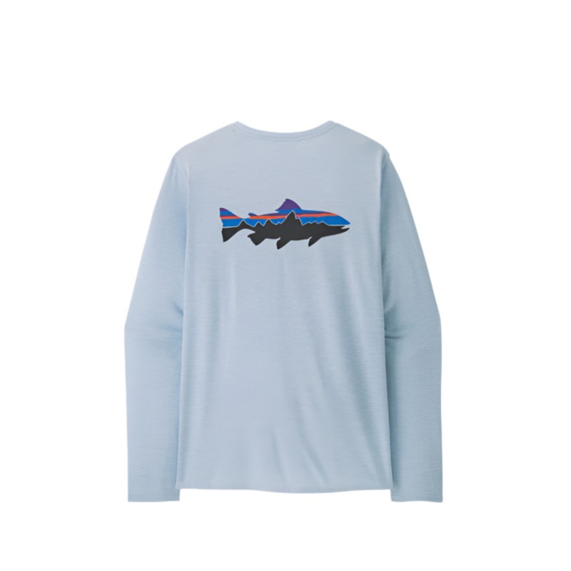 Patagonia Men’s L/S Cap Cool Daily Graphic T-Shirt – Waters Fitz Roy Trout: Fleck Blue