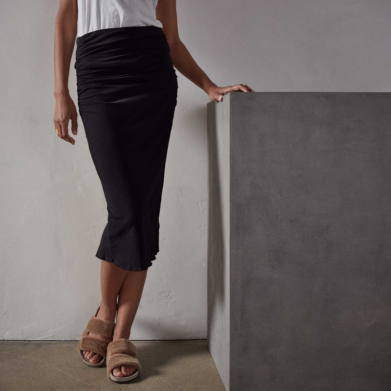 Recycled Brushed Jersey High Waisted Pencil Skirt – Black