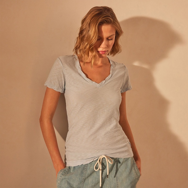 Sheer Slub Casual V Neck – Open Sky
