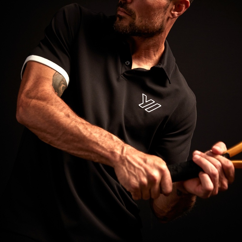 Performance Pique Embroidered Polo – Black/Ice