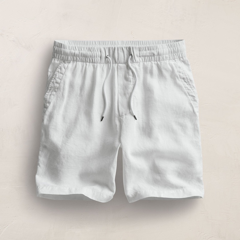 Relaxed Fit Linen Short – White