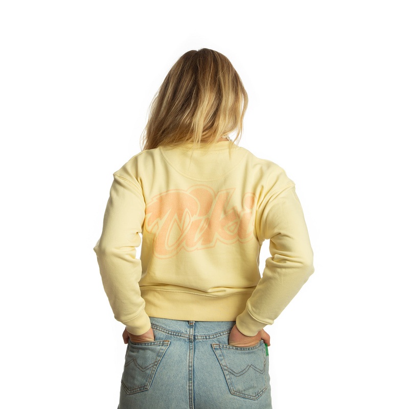 Tiki Retro Palm Crew Sweatshirt Yellow