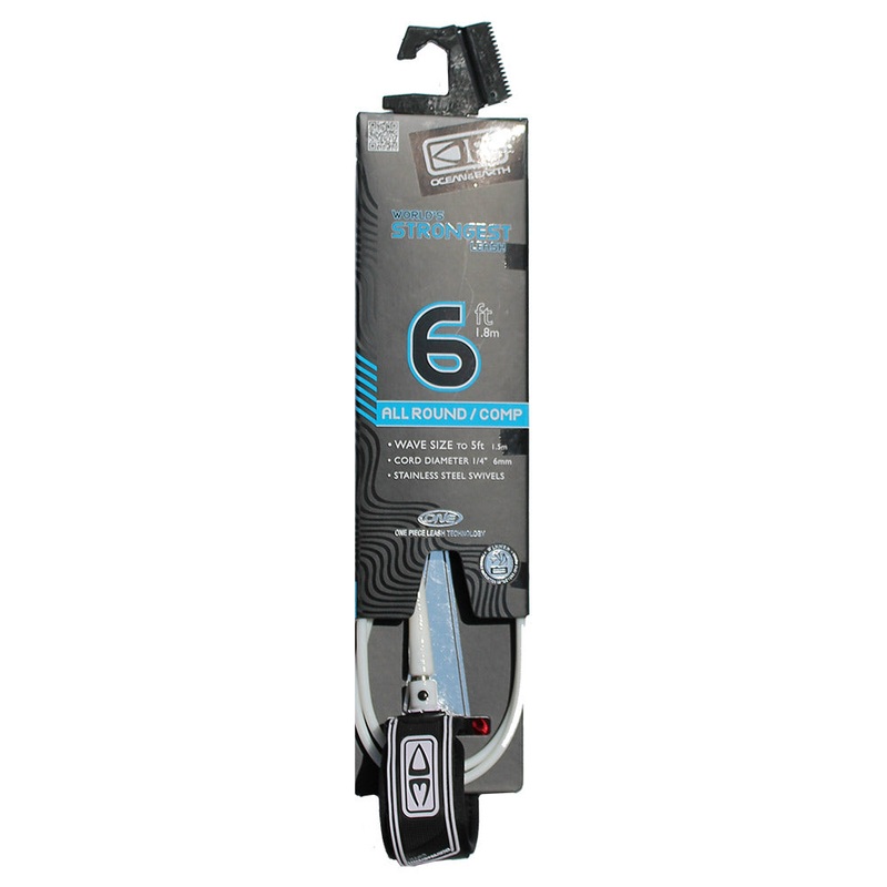 Ocean & Earth One Piece All Round Comp Leash (6ft-White)