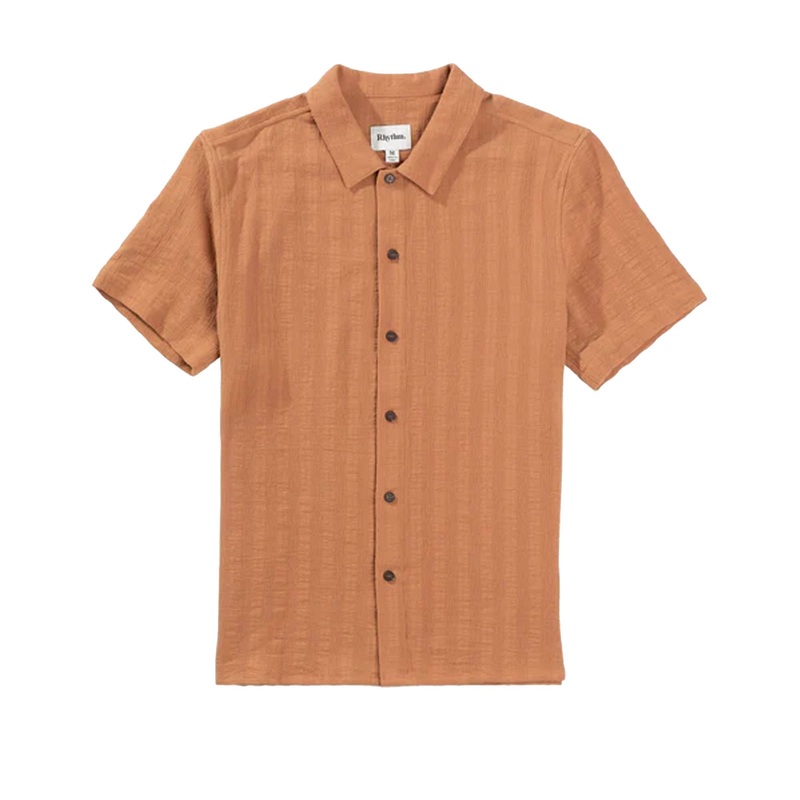 Rhythm Dobby Men’s S/S Dress Shirt – Tobacco