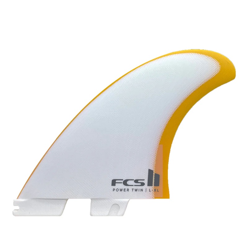 FCS II Power Twin Performance Glass Twin Surfboard Fins – L-XL/Mango