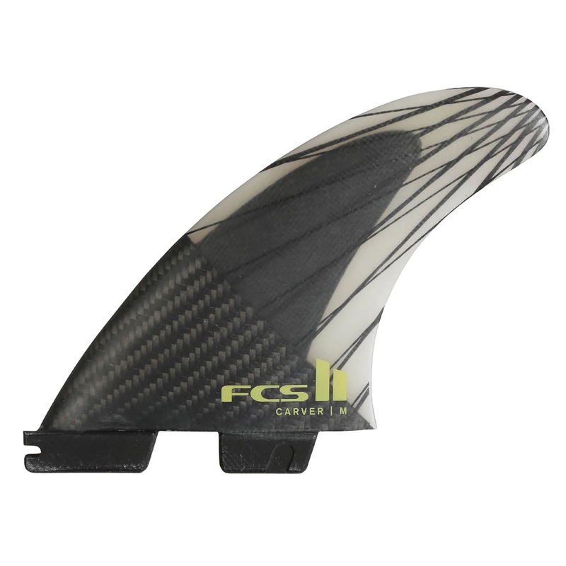 FCS II Carver Performance Core Carbon Tri Surfboard Fins – Medium/Eucalyptus