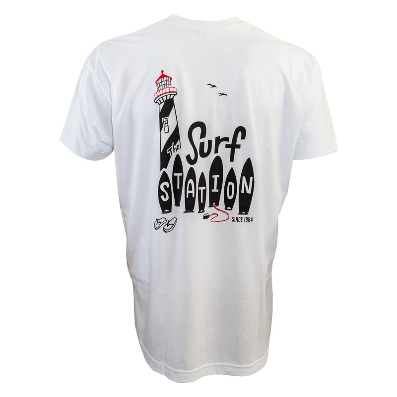 Surf Station x Karen Pedone St. Aug Lighthouse Men’s S/S T-Shirt – White