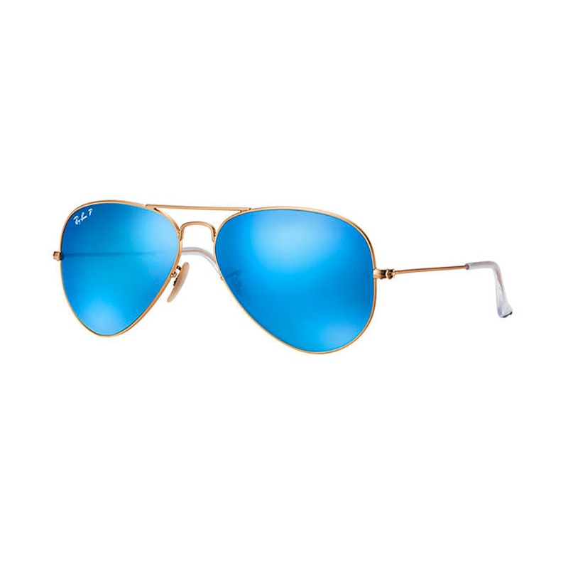 Ray-Ban Aviator Men’s Sunglasses – Matte Gold/Blue Mirror Polarized