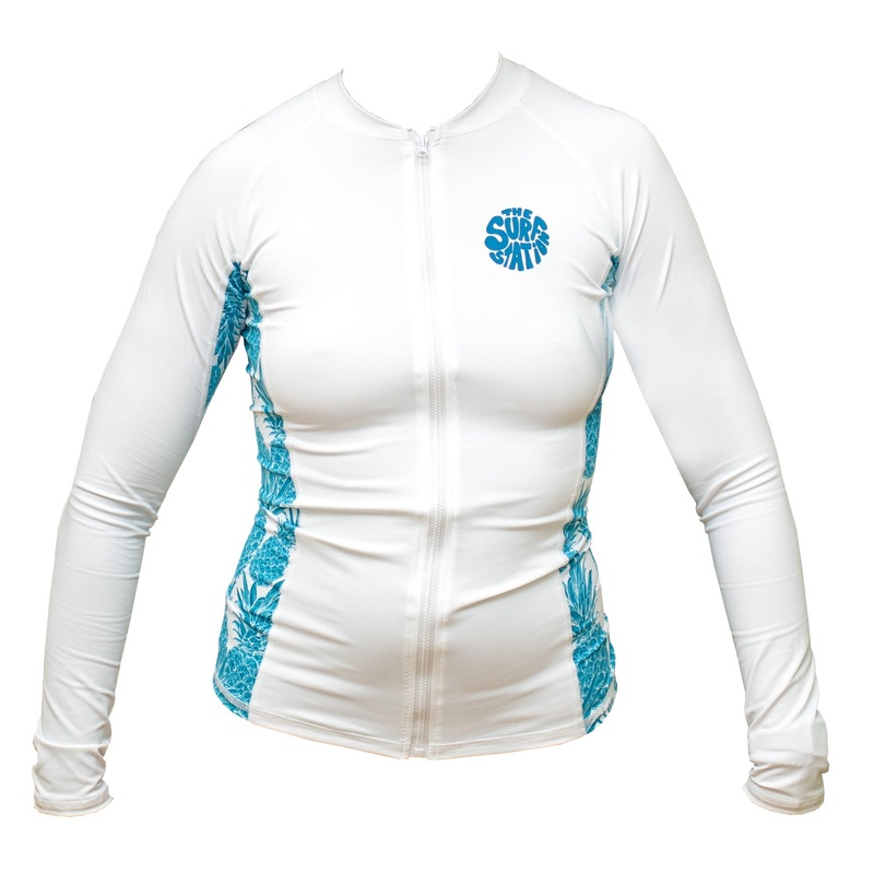 Surf Station Delmar Hippie Women’s Zip-up L/S Rashguard – White